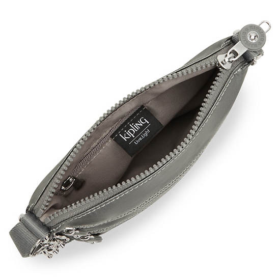 Kipling Keiko Metallic Crossbody Mini Bag Moon Grey Metallic | CA 1332KO